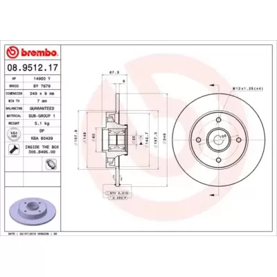 Tarcze hamulcowe BREMBO 08.9512.17
