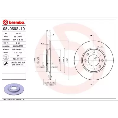 Tarcze hamulcowe BREMBO 08.9602.10