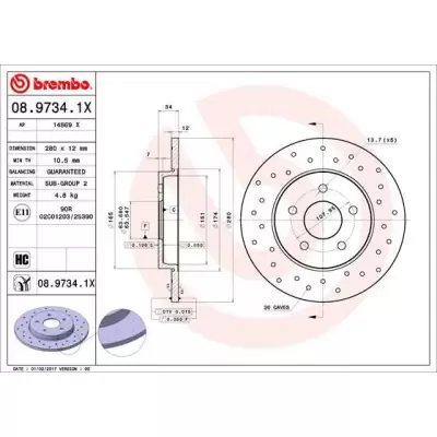 Tarcze hamulcowe BREMBO 08.9734.1X