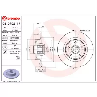 Tarcze hamulcowe BREMBO 08.9792.17