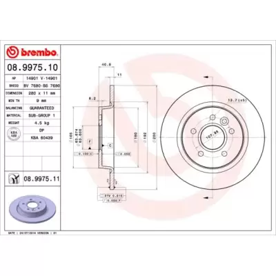 Tarcze hamulcowe BREMBO 08.9975.11