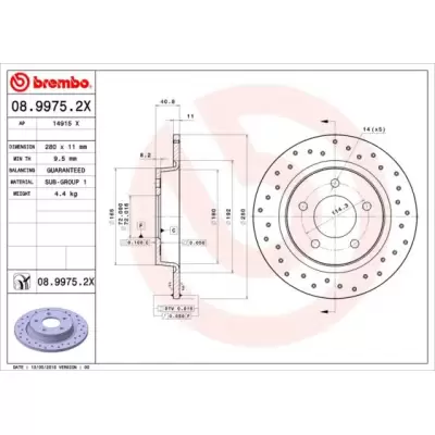Tarcze hamulcowe BREMBO 08.9975.2X