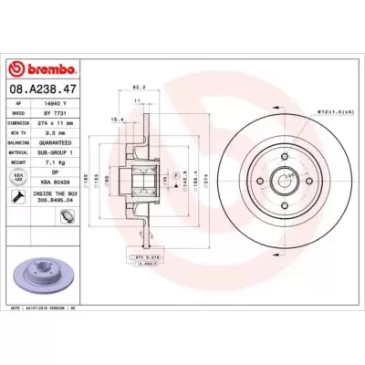 Tarcze hamulcowe BREMBO 08.A238.47