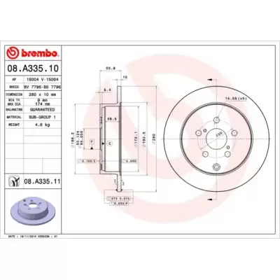 Tarcze hamulcowe BREMBO 08.A335.11