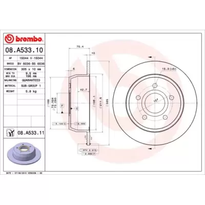 Tarcze hamulcowe BREMBO 08.A533.11