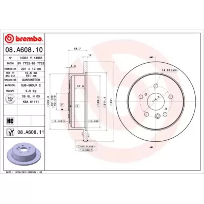Tarcze hamulcowe BREMBO 08.A608.11