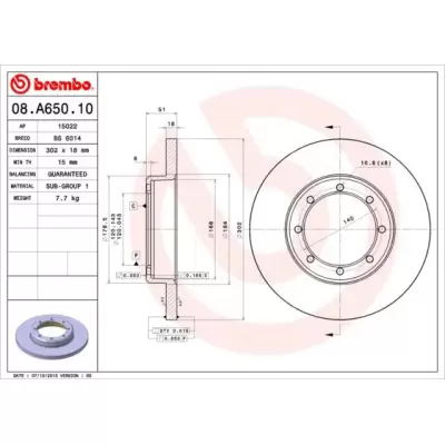 Tarcze hamulcowe BREMBO 08.A650.10