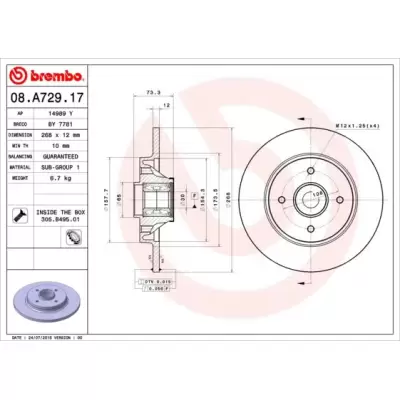 Tarcze hamulcowe BREMBO 08.A729.17