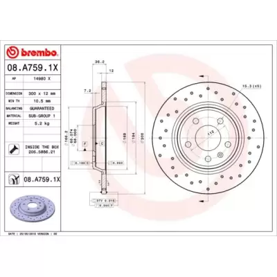 Tarcze hamulcowe BREMBO 08.A759.1X