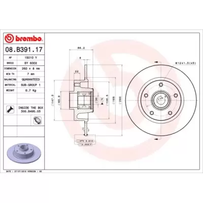Tarcze hamulcowe BREMBO 08.B391.17