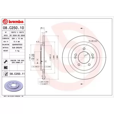 Tarcze hamulcowe BREMBO 08.C250.11