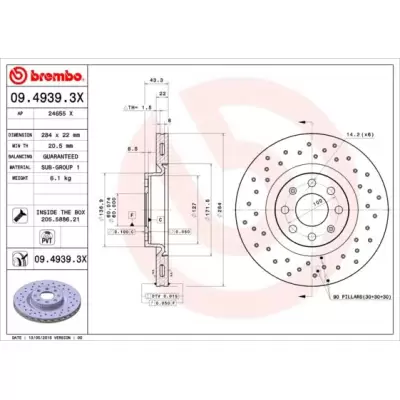 Tarcze hamulcowe BREMBO 09.4939.3X
