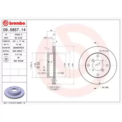Tarcze hamulcowe BREMBO 09.5857.14