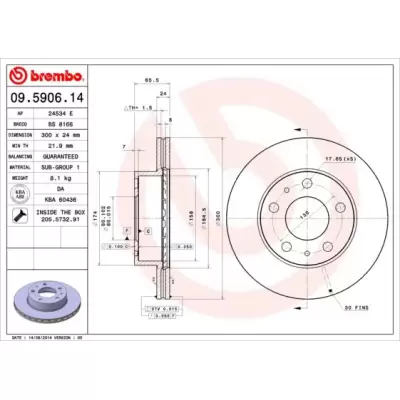 Tarcze hamulcowe BREMBO 09.5906.14