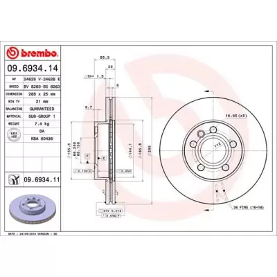 Tarcze hamulcowe BREMBO 09.6934.11