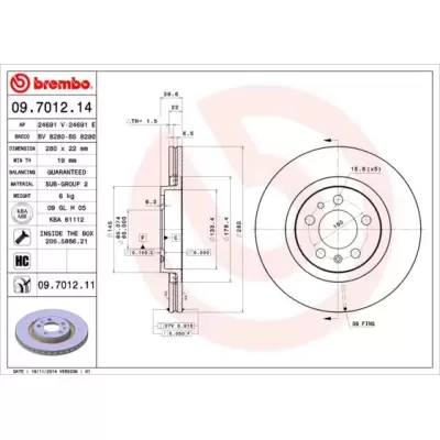 Tarcze hamulcowe BREMBO 09.7012.11