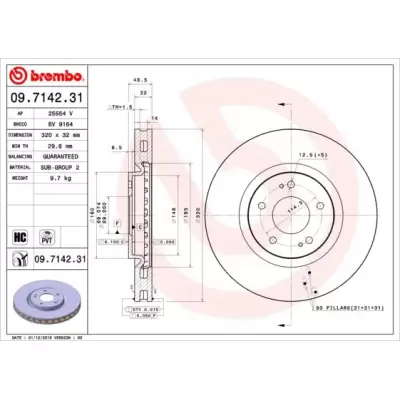 Tarcze hamulcowe BREMBO 09.7142.31