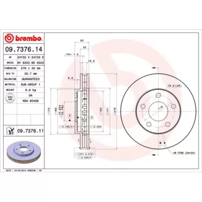 Tarcze hamulcowe BREMBO 09.7376.11
