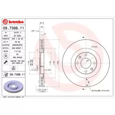 Tarcze hamulcowe BREMBO 09.7398.11