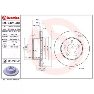 Tarcze hamulcowe BREMBO 09.7421.81