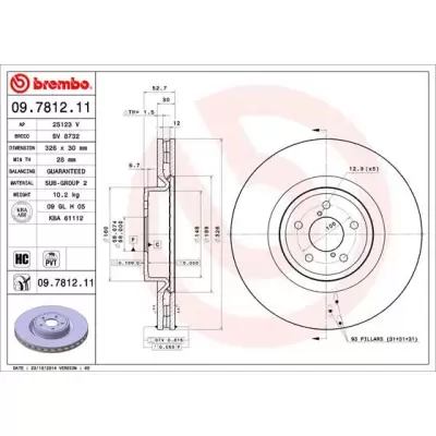 Tarcze hamulcowe BREMBO 09.7812.11