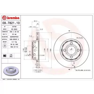 Tarcze hamulcowe BREMBO 09.7821.10