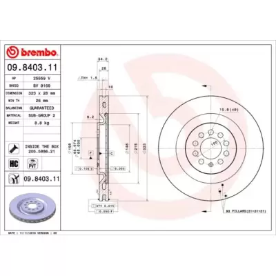 Tarcze hamulcowe BREMBO 09.8403.11