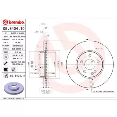 Tarcze hamulcowe BREMBO 09.8404.11