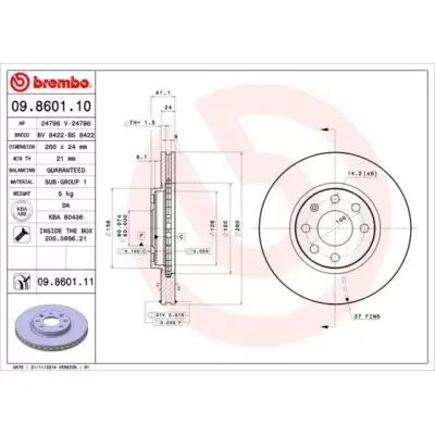 Tarcze hamulcowe BREMBO 09.8601.11