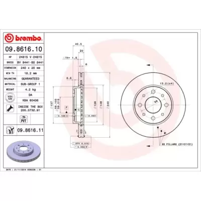 Tarcze hamulcowe BREMBO 09.8616.11