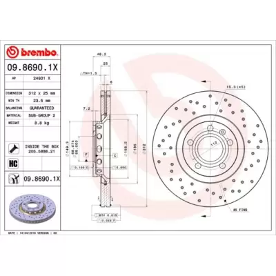 Tarcze hamulcowe BREMBO 09.8690.1X