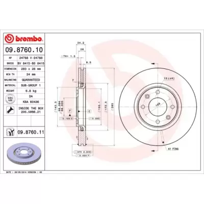 Tarcze hamulcowe BREMBO 09.8760.11