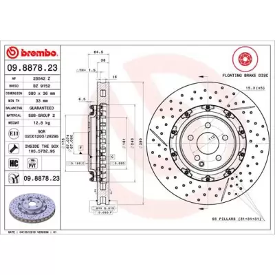Tarcze hamulcowe BREMBO 09.8878.23