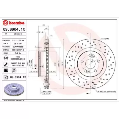 Tarcze hamulcowe BREMBO 09.8904.1X
