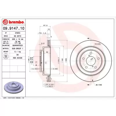 Tarcze hamulcowe BREMBO 09.9147.10
