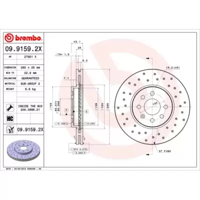 Tarcze hamulcowe BREMBO 09.9159.2X