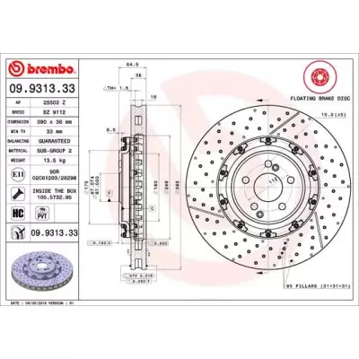 Tarcze hamulcowe BREMBO 09.9313.33