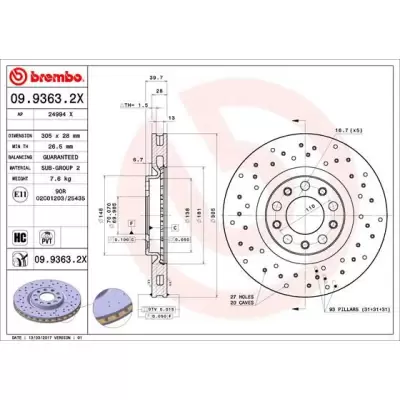Tarcze hamulcowe BREMBO 09.9363.2X