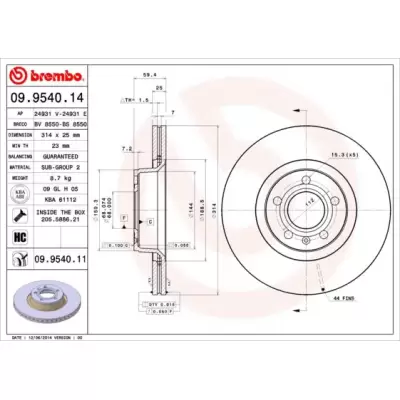 Tarcze hamulcowe BREMBO 09.9540.14