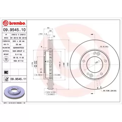 Tarcze hamulcowe BREMBO 09.9545.11