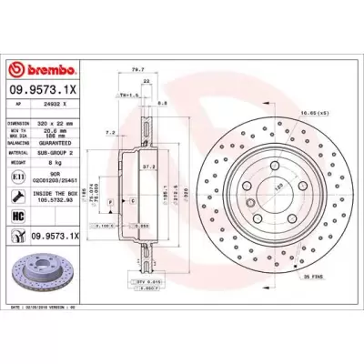 Tarcze hamulcowe BREMBO 09.9573.1X