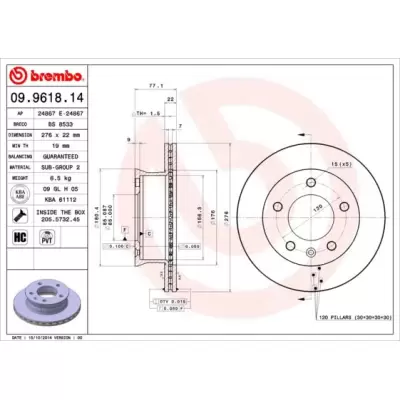 Tarcze hamulcowe BREMBO 09.9618.14