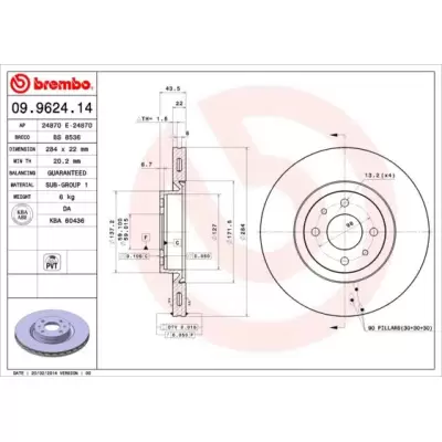 Tarcze hamulcowe BREMBO 09.9624.14