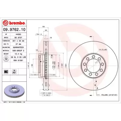 Tarcze hamulcowe BREMBO 09.9762.10