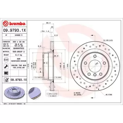 Tarcze hamulcowe BREMBO 09.9793.1X