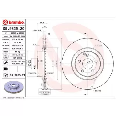Tarcze hamulcowe BREMBO 09.9825.21