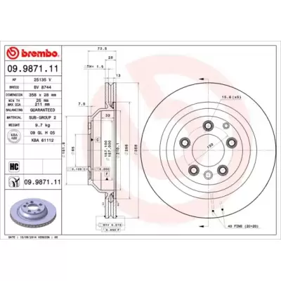 Tarcze hamulcowe BREMBO 09.9871.11