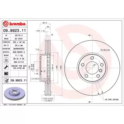 Tarcze hamulcowe BREMBO 09.9923.11