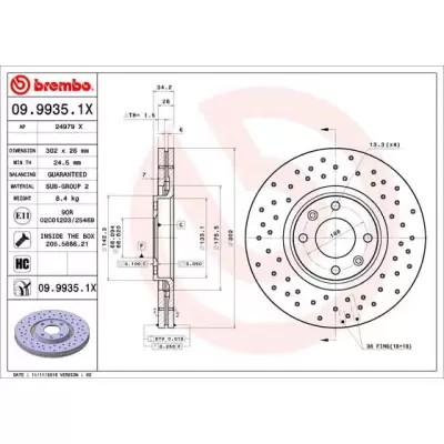 Tarcze hamulcowe BREMBO 09.9935.1X