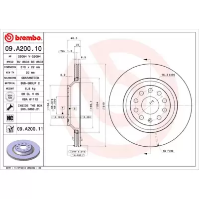 Tarcze hamulcowe BREMBO 09.A200.11